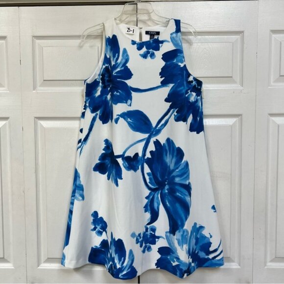 A-Line Blue and White Floral Swing Dress - Picture 11 of 13